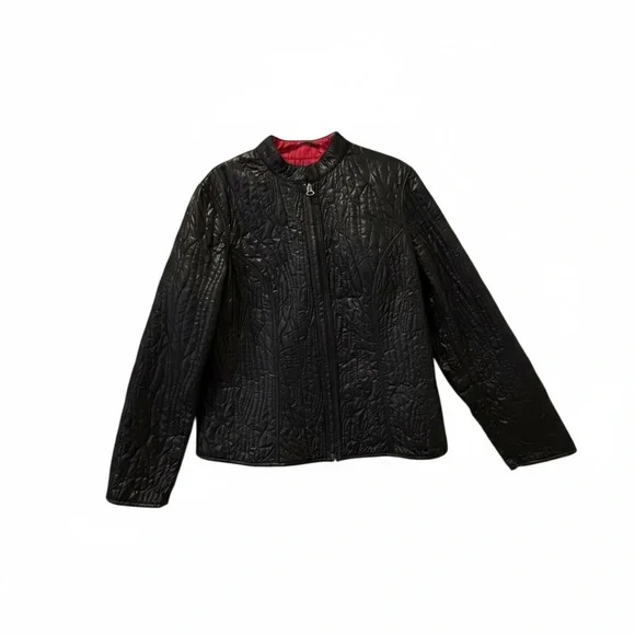 💖 Chico’s Reversible Quilted Jacket – Fuchsia & Black – Size 1 (M 8–10) - Picture 2 of 15